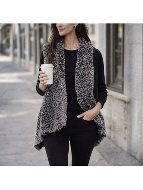 🖤 Bagatelle Faux Fur Knit Open Vest – Size XL